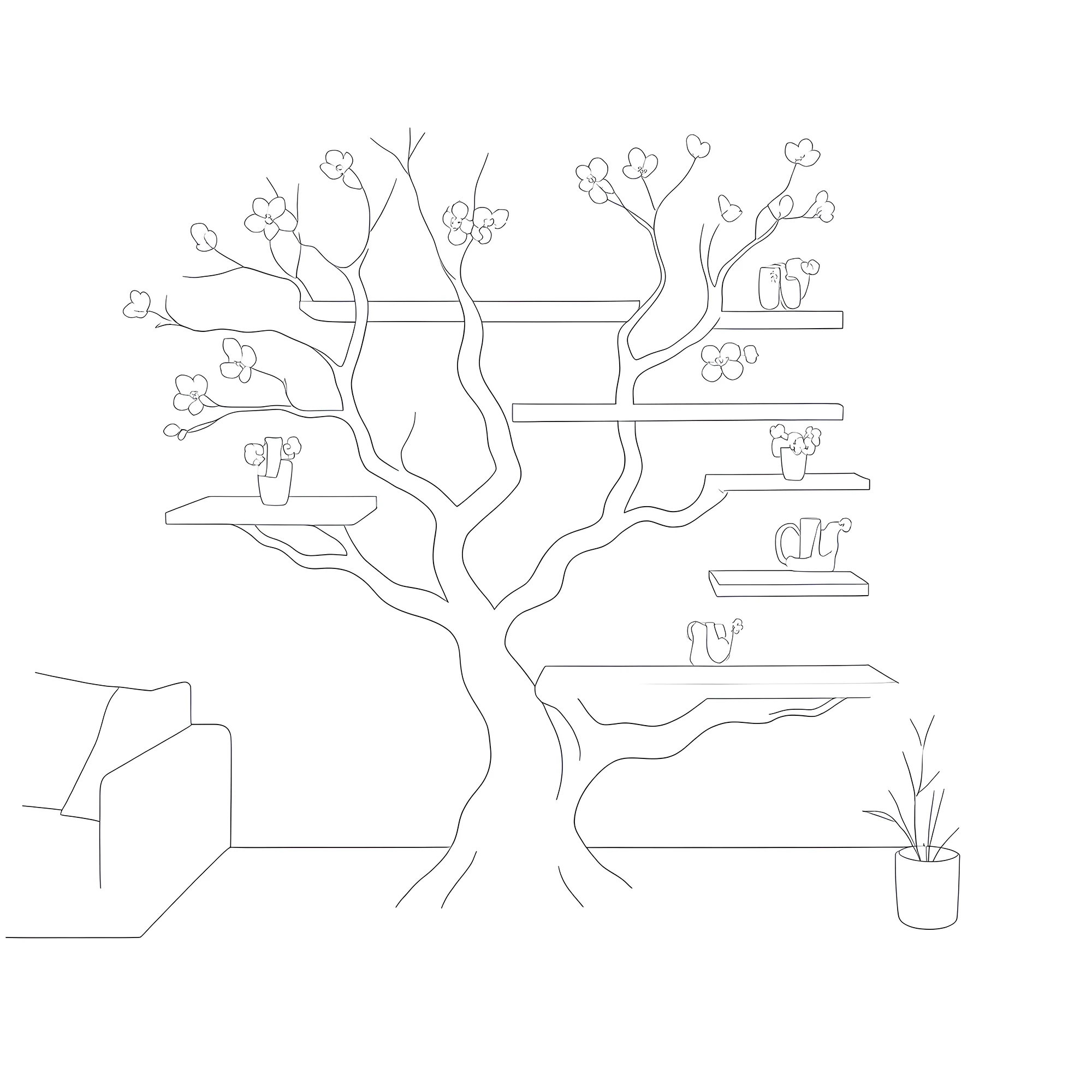 Rustic Tree Bookshelf – Handmade Wooden Shelf for Nature-Inspired Home Decor