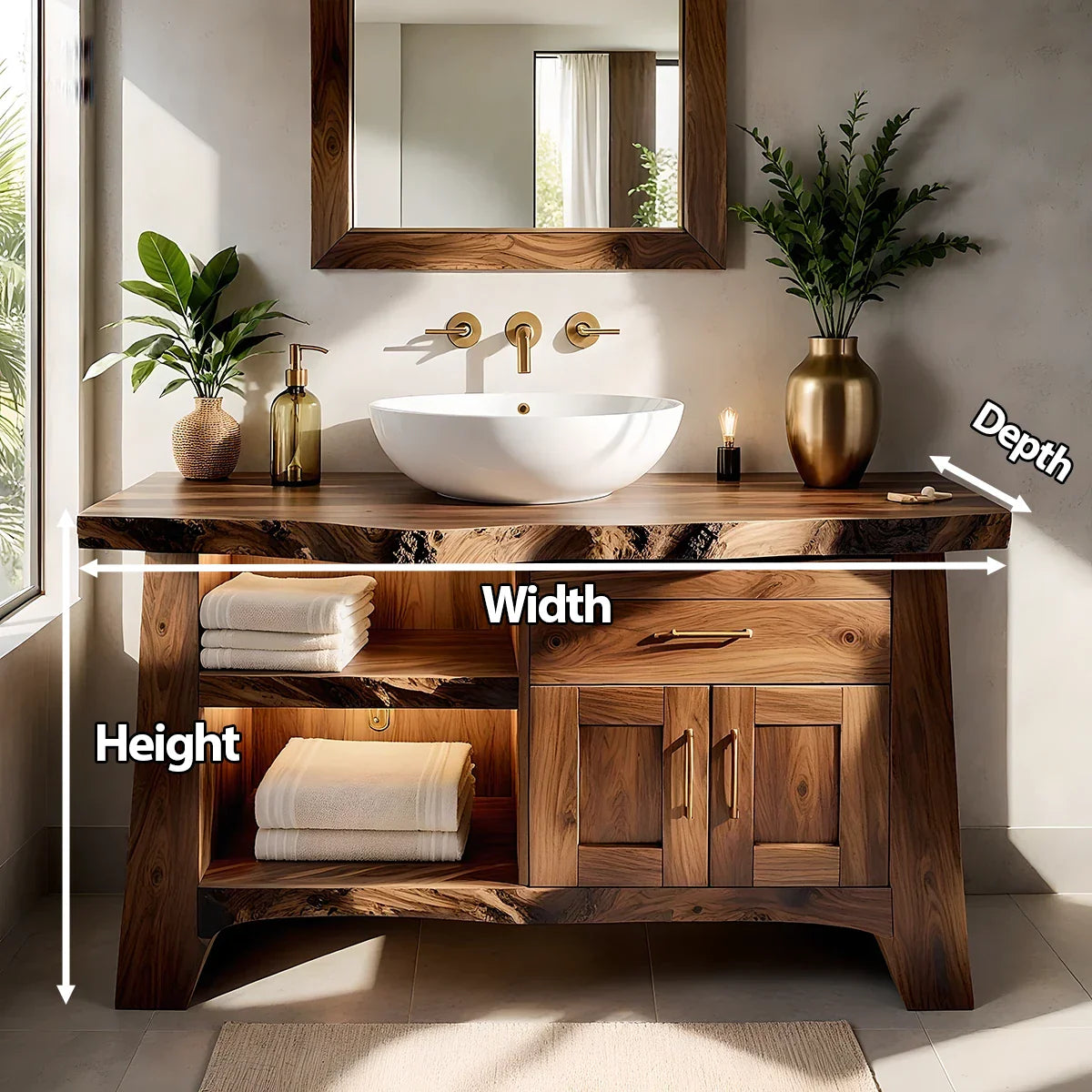 Solid Wood Bathroom Vanity — Natural Luxury Japandi Design - Rustira