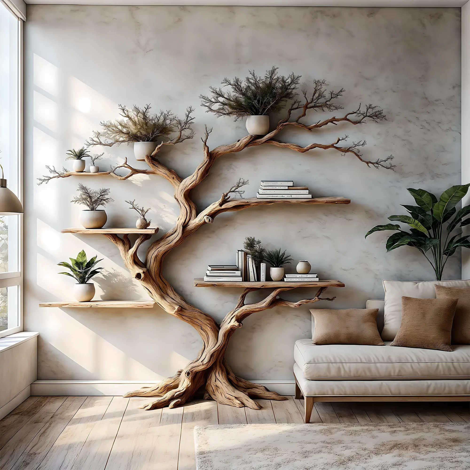 Solid driftwood-shaped bookshelf, decorative bookshelf, souvenir bookshelf, Christmas decoration bookshelf