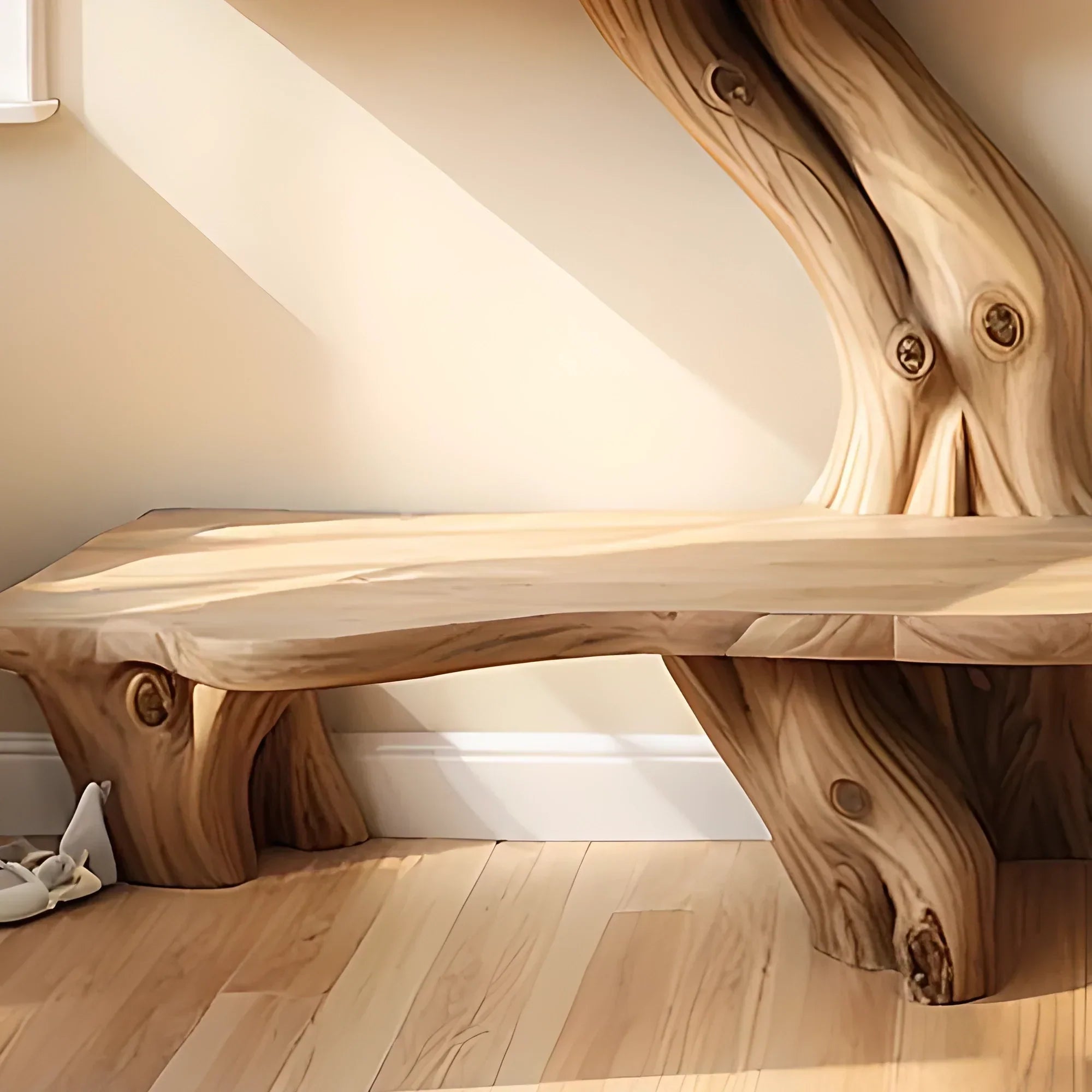 Unique monolithic tree shaped bookshelf