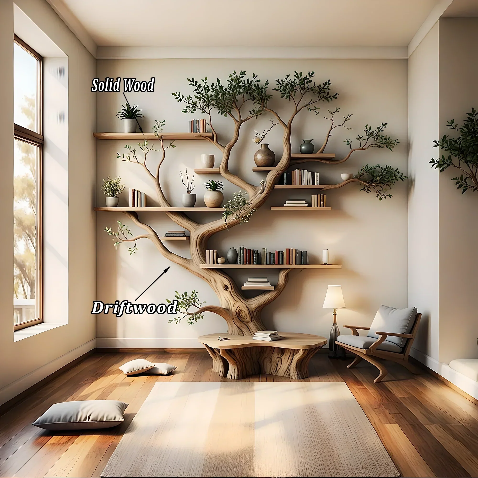 handmade tree shaped bookshelf