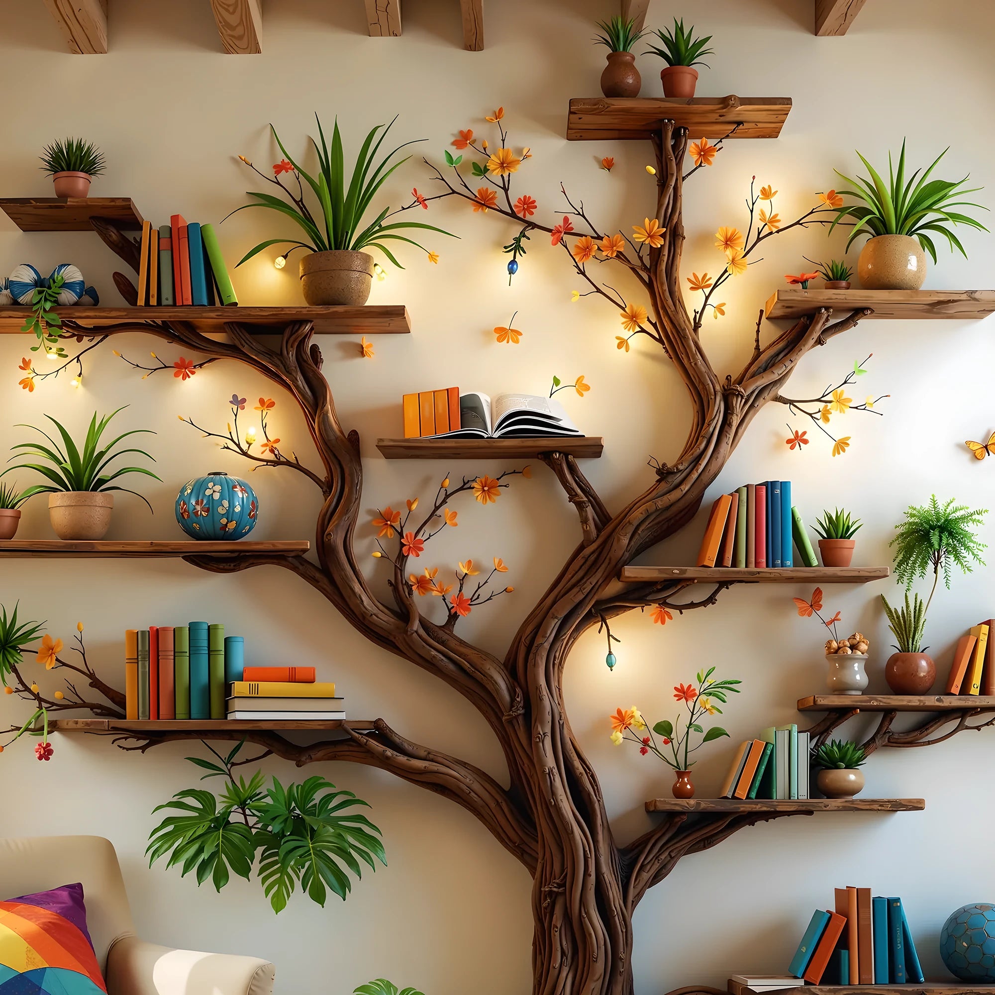 Tree-Shaped Bookshelf – Bringing Nature into Your Reading Nook .