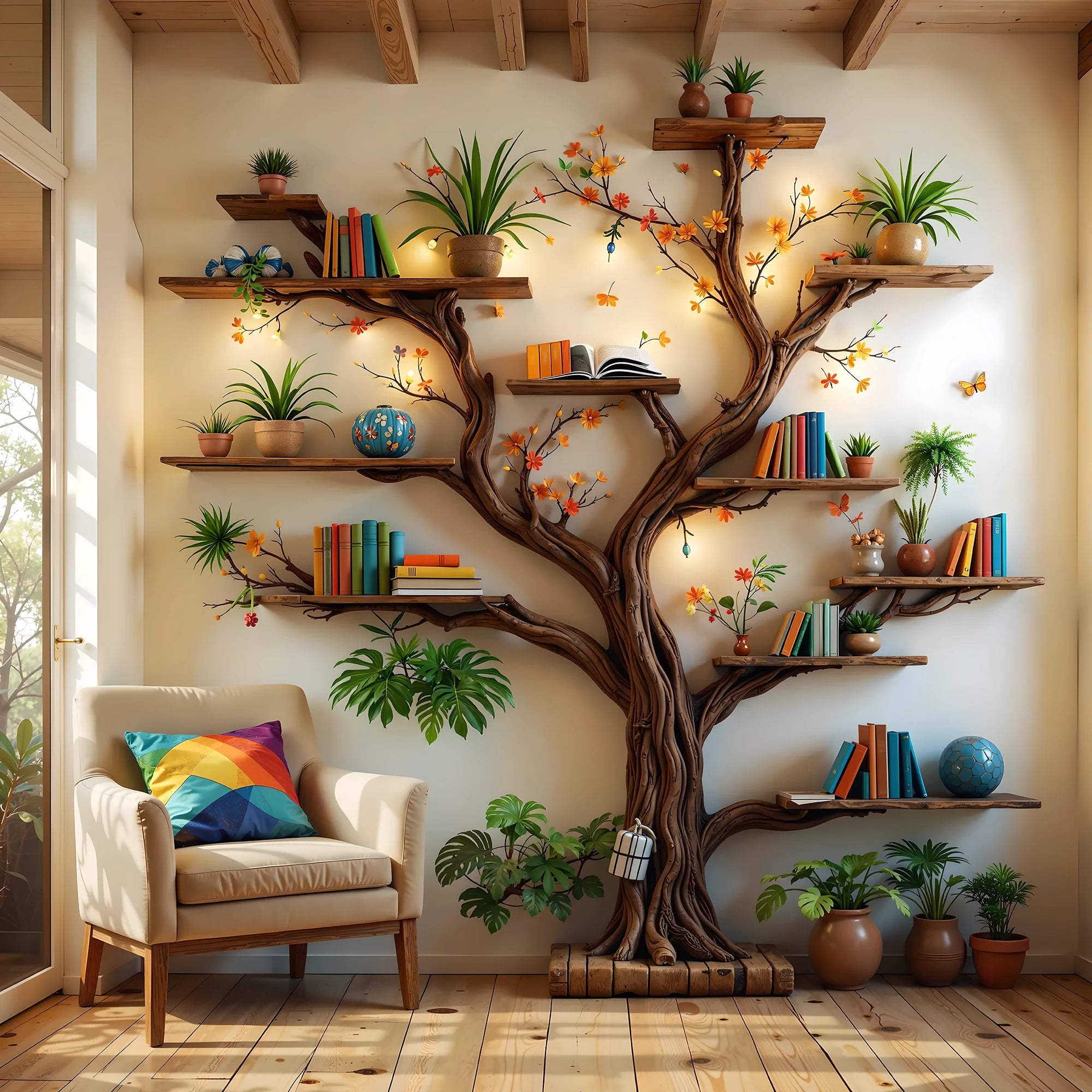 Tree-Shaped Bookshelf – Bringing Nature into Your Reading Nook .