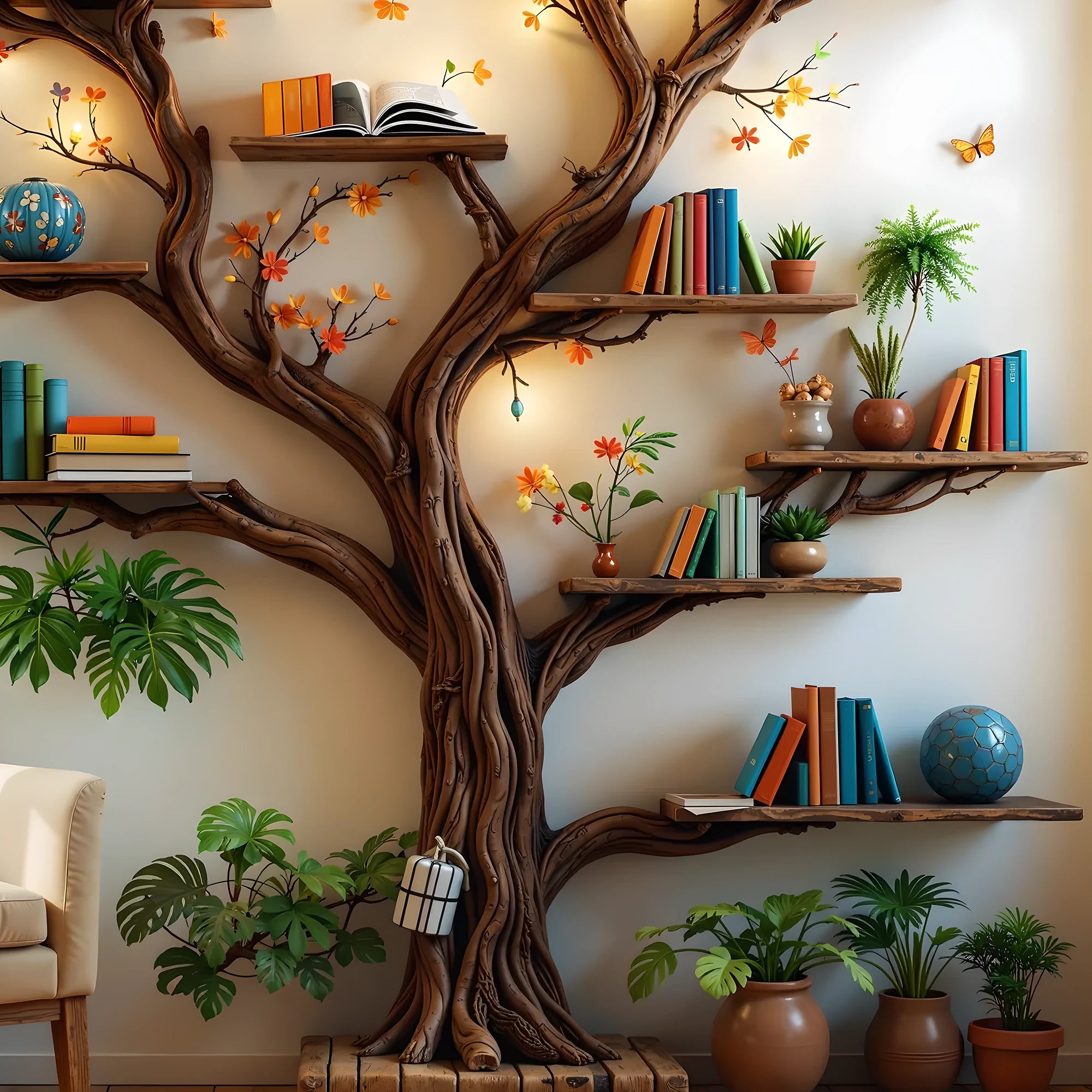 Tree-Shaped Bookshelf – Bringing Nature into Your Reading Nook .
