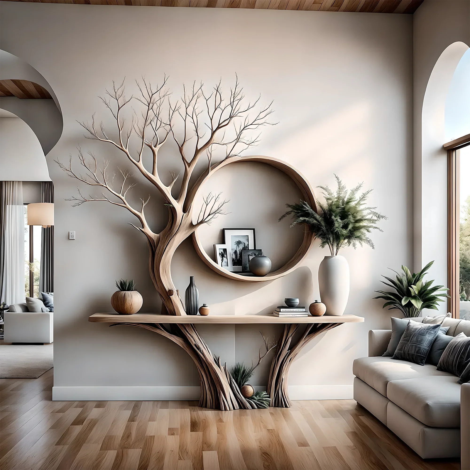 Tree-shaped reading table, solid wood reading table