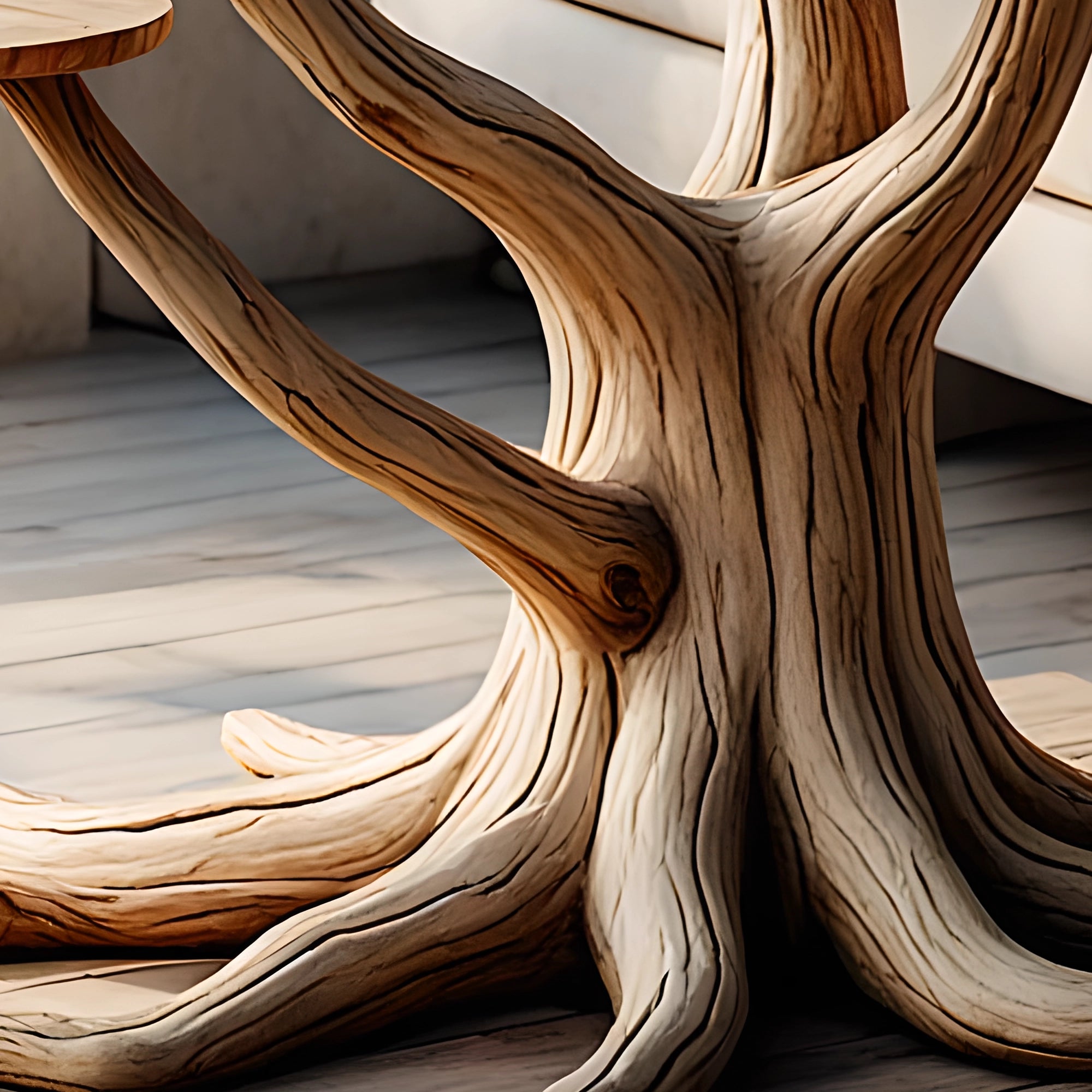 Tree-shaped solid wooden tea table