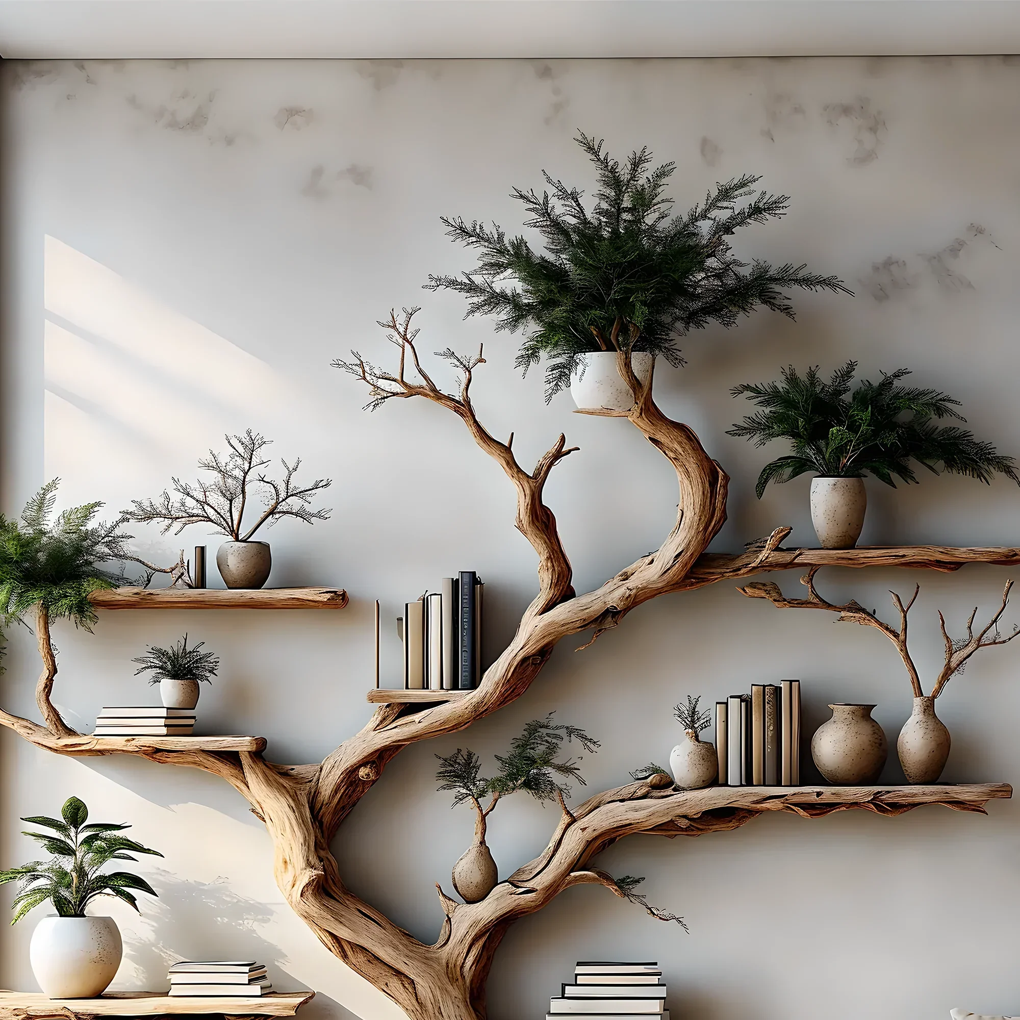 Tree-shaped wooden bookshelf, perennial wooden bookshelf, children's room decorative bookshelf