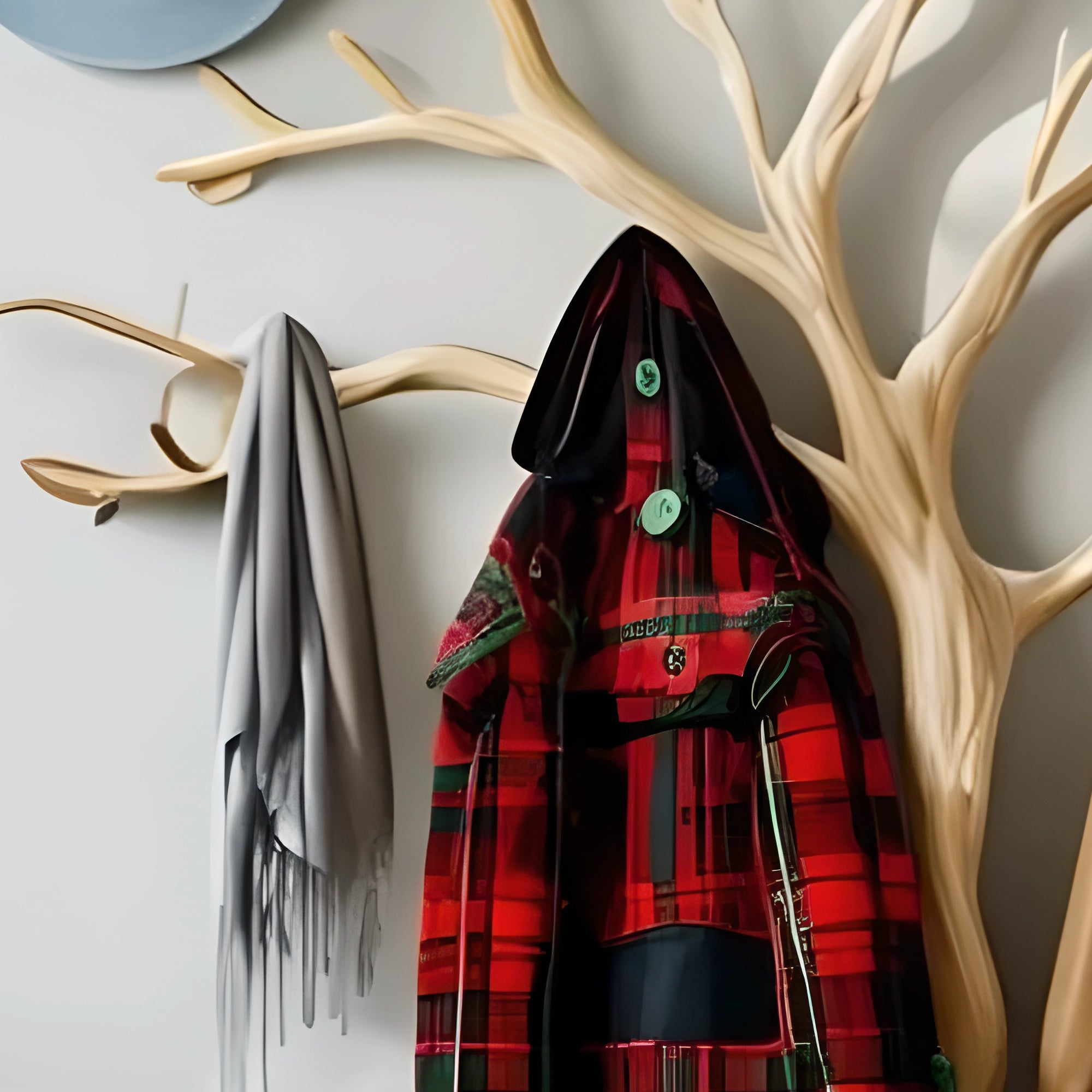 Tree-shaped driftwood coat rack