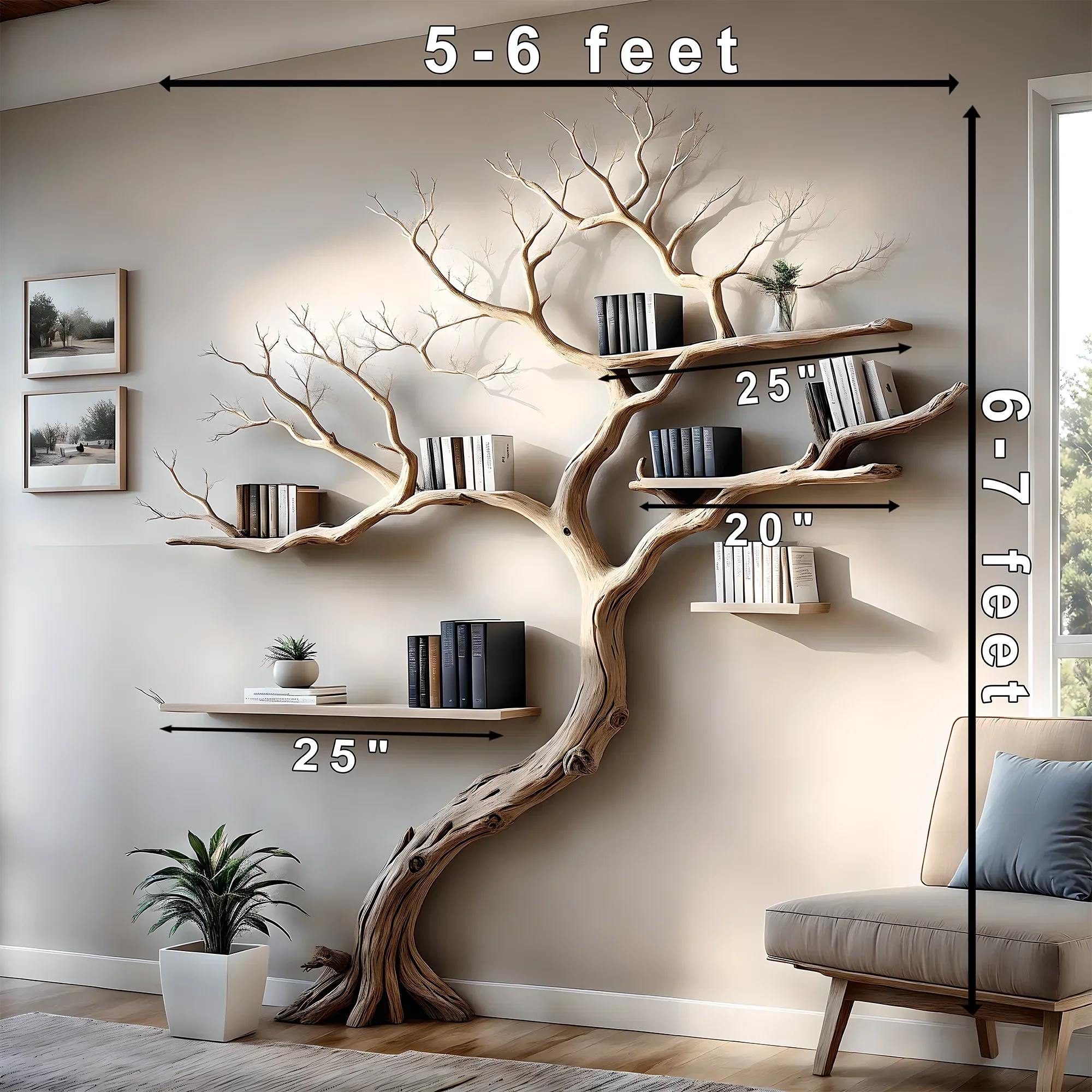 Wall-mounted decorative bookshelves, tree-shaped bookshelves