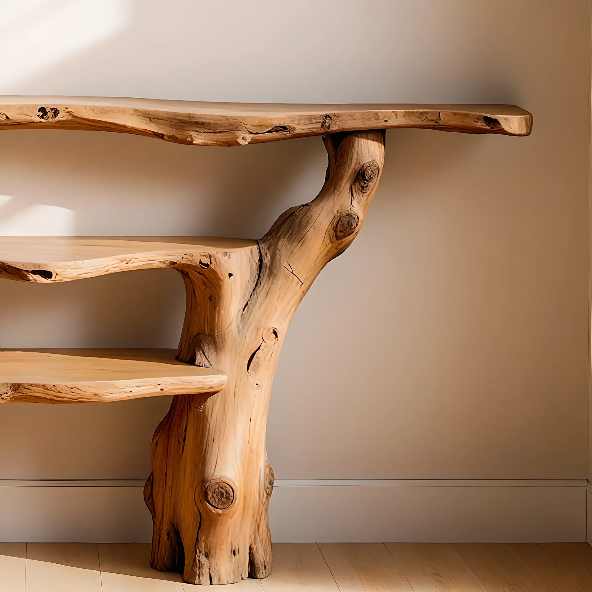 custom console table with 3 tiers, solid wood table, home decor table