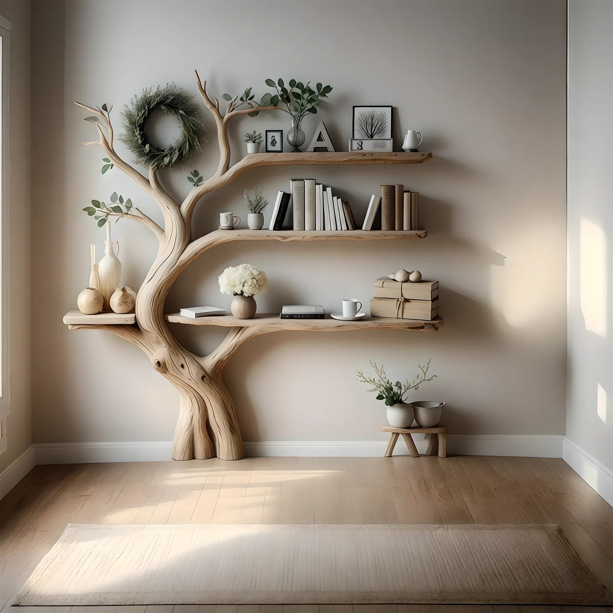 bookshelf. tree bookshelf natural wooden bookcase floating table bookshelf table special decorative bookshelf 