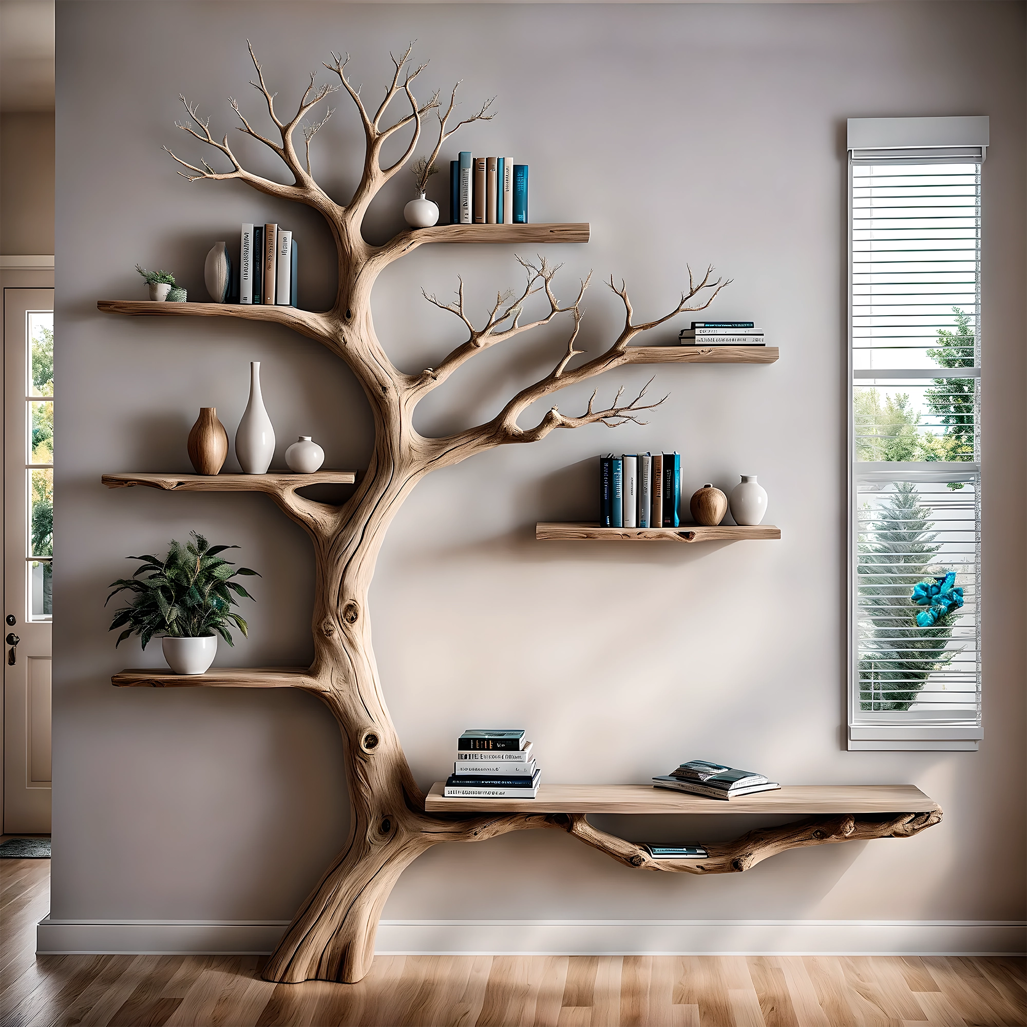 Solid wood bookshelf Solid wood bookshelf Wooden wall mounted bookshelf for home decoration 