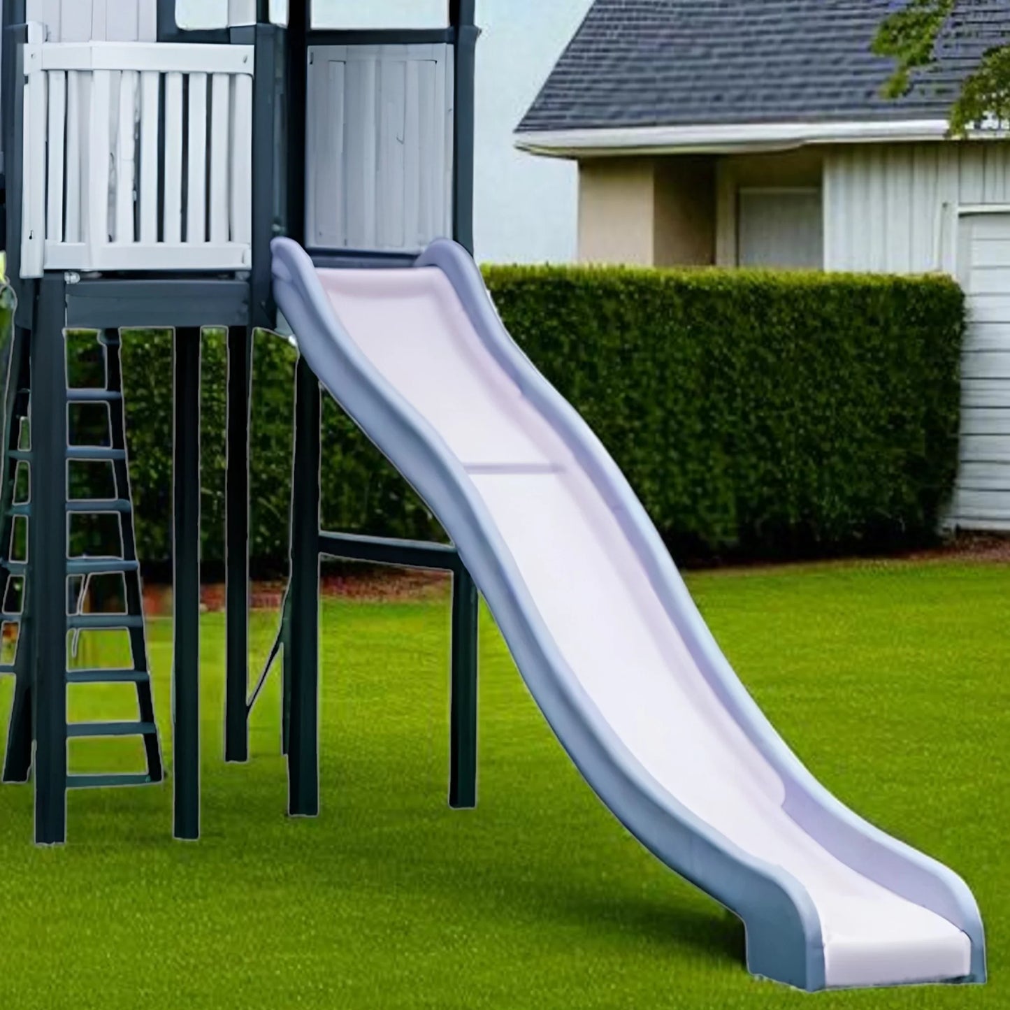 Wooden Outdoor Playset with Slide, Swings & Playhouse – Safe Backyard Playground for Kids