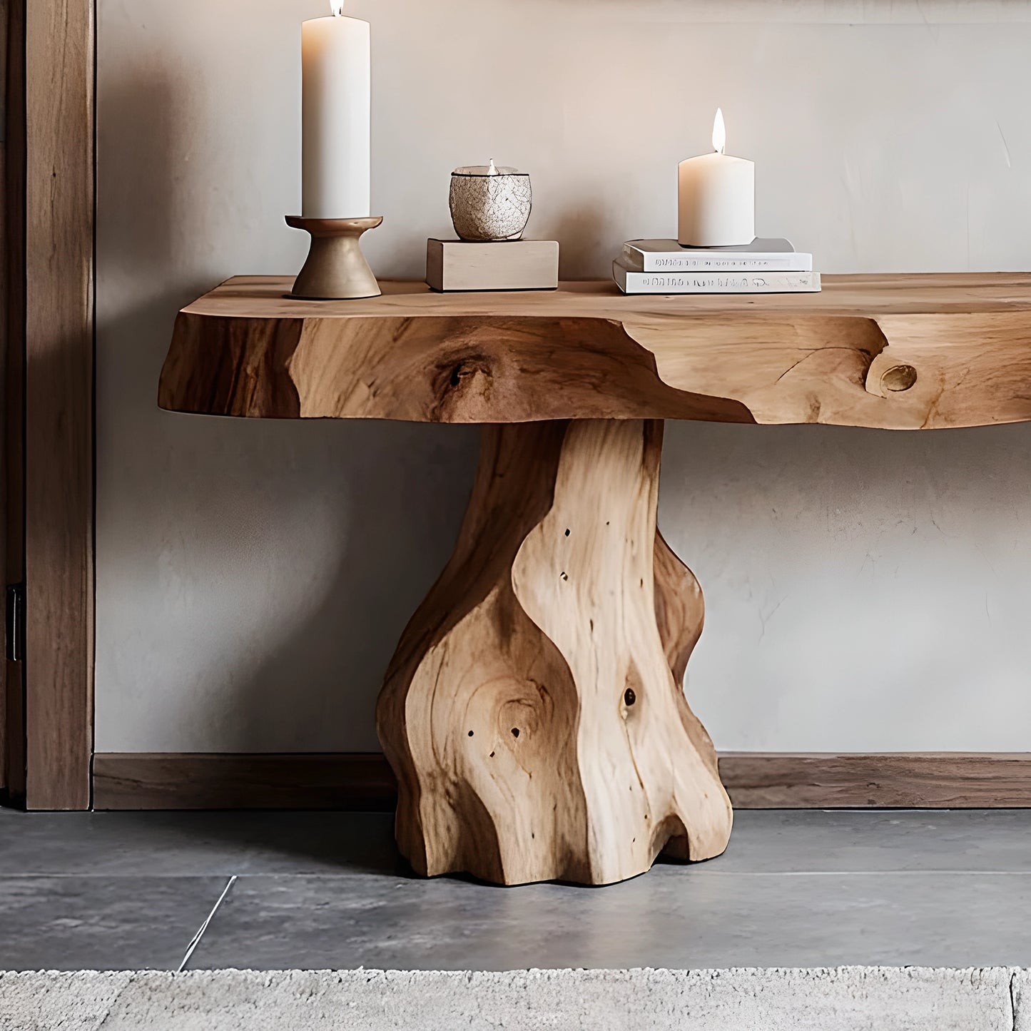 Solid wood console table modern rustic home decor accent for living room
