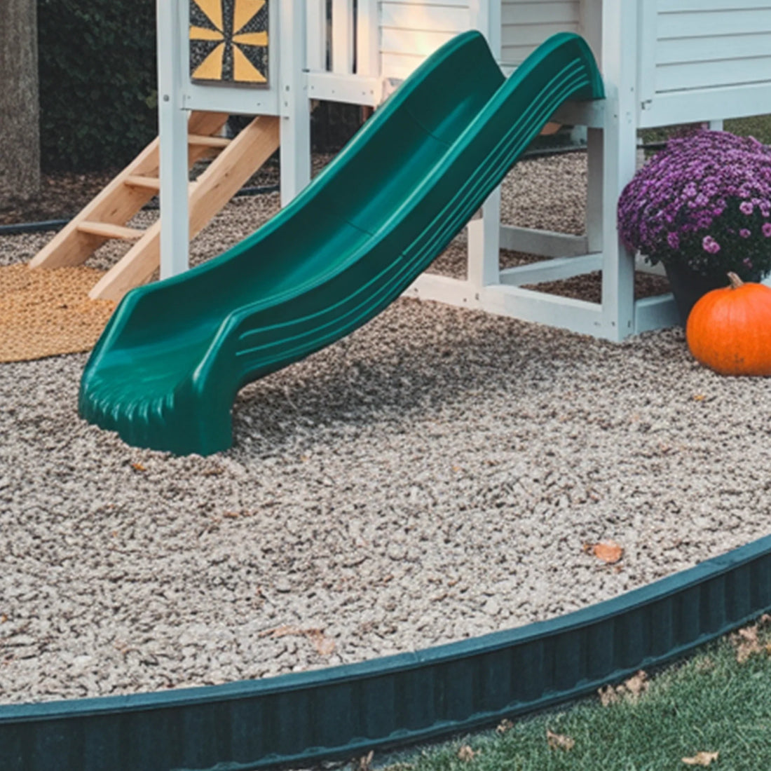 Compact Wooden Playhouse with Dual Slides | Safe Outdoor Playground for Kids Backyard Fun