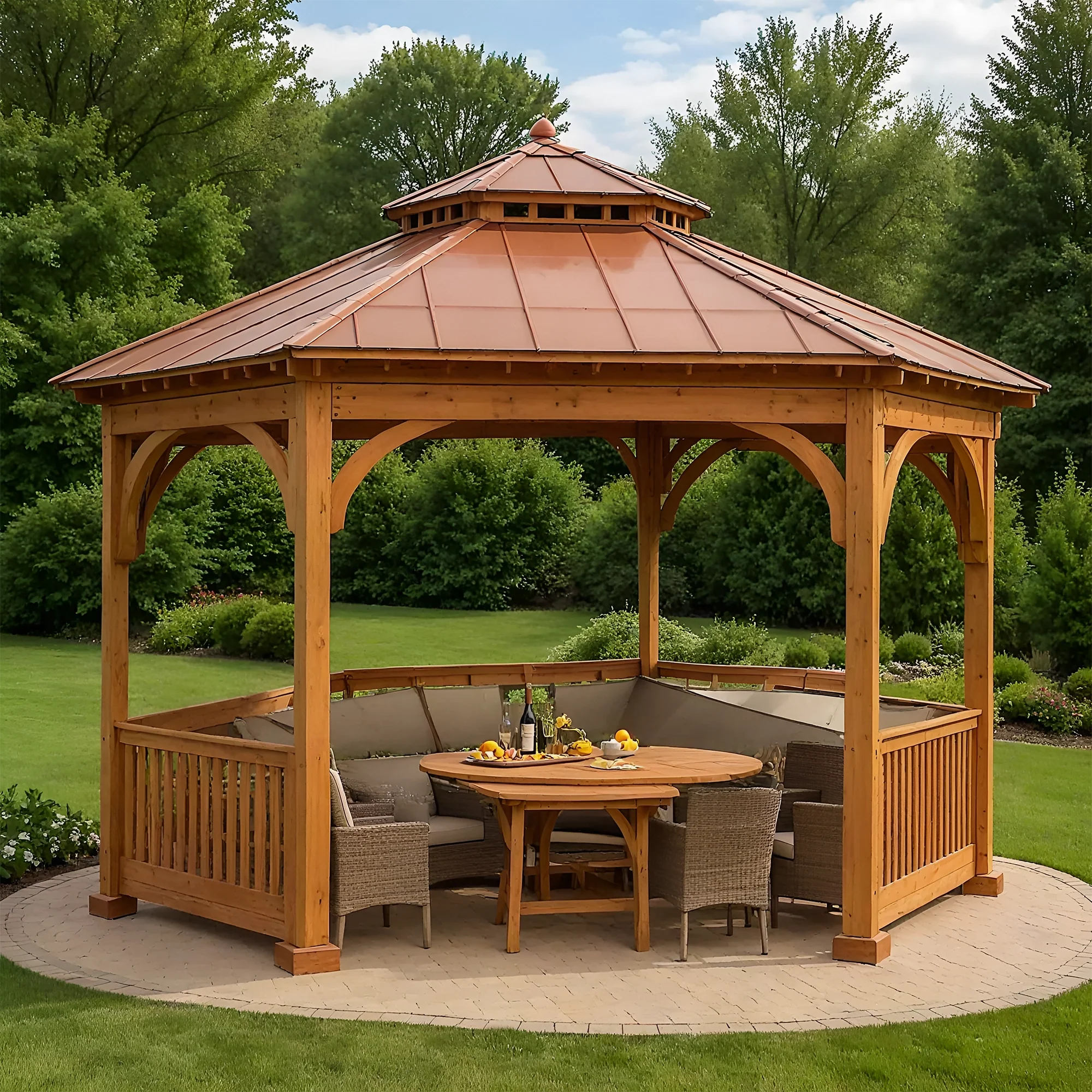 12x12 Wooden Gazebo with Privacy Walls & Roof | Outdoor Pavilion for Garden, Patio & Backyard