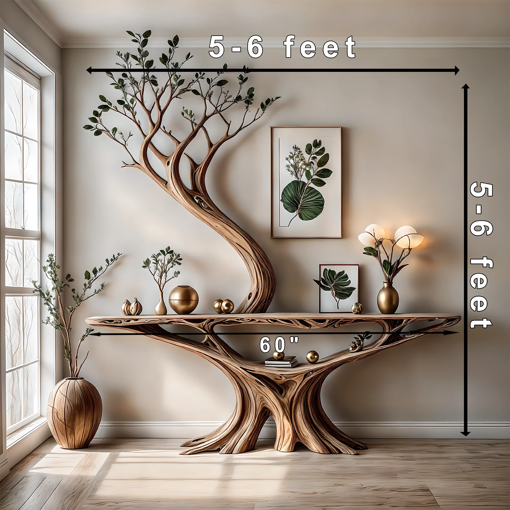 Reading table shaped like an old tree, children's desk shaped like an old tree, home decoration table 