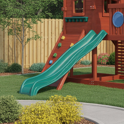 Wooden Playhouse with Slide & Swings | 12x12x9 ft Outdoor Backyard Playground for Kids