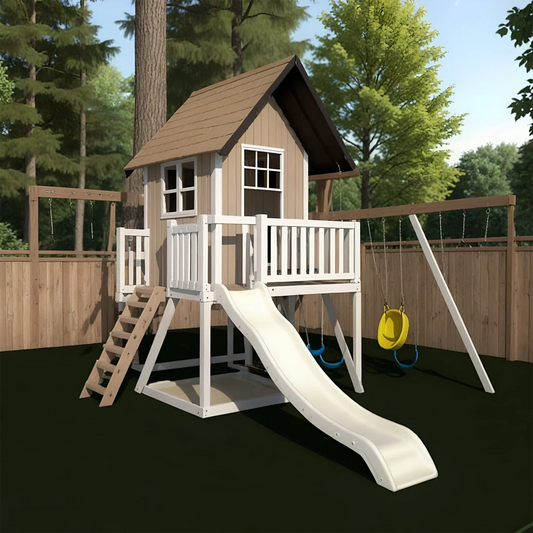 Heavy Duty Wooden Swing Set with Sandbox, Slide & Climbing Ladder – Kids Outdoor Fun