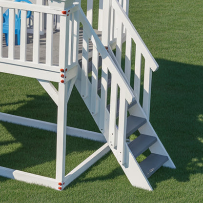 Wooden Playhouse with Slide & Nest Swing | 22x12x9 ft Backyard Playground for Kids