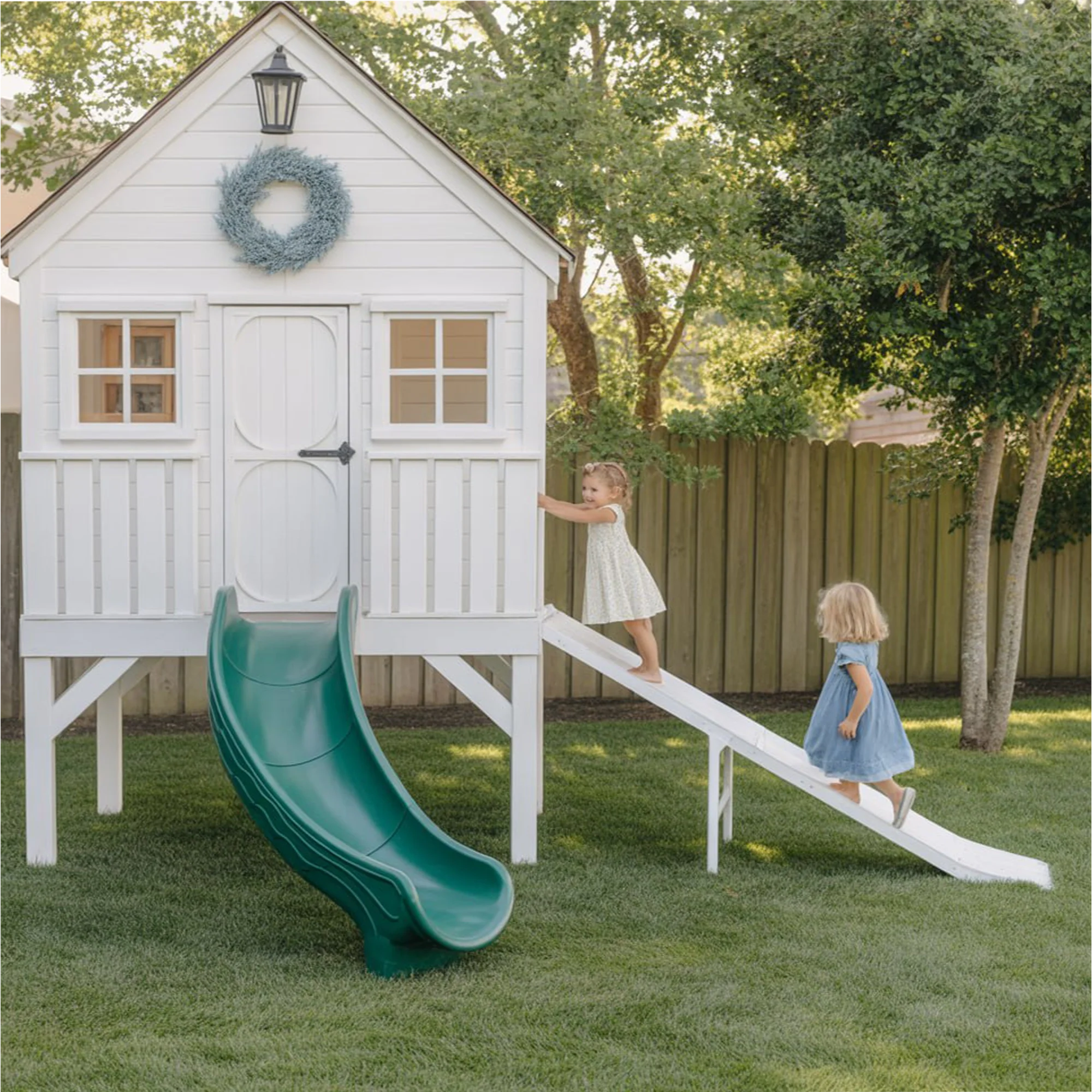 Deluxe Wooden Playhouse with Slide & Swing – Outdoor Kids Activity Set, 22x12x9 ft