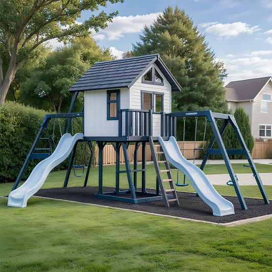 Large Wooden Outdoor Swing Set with Sandbox, Slide & Dual Swings – Backyard Fun
