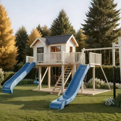 Outdoor Wooden Swing Playset with Slide & Sandbox – Durable Backyard Playground