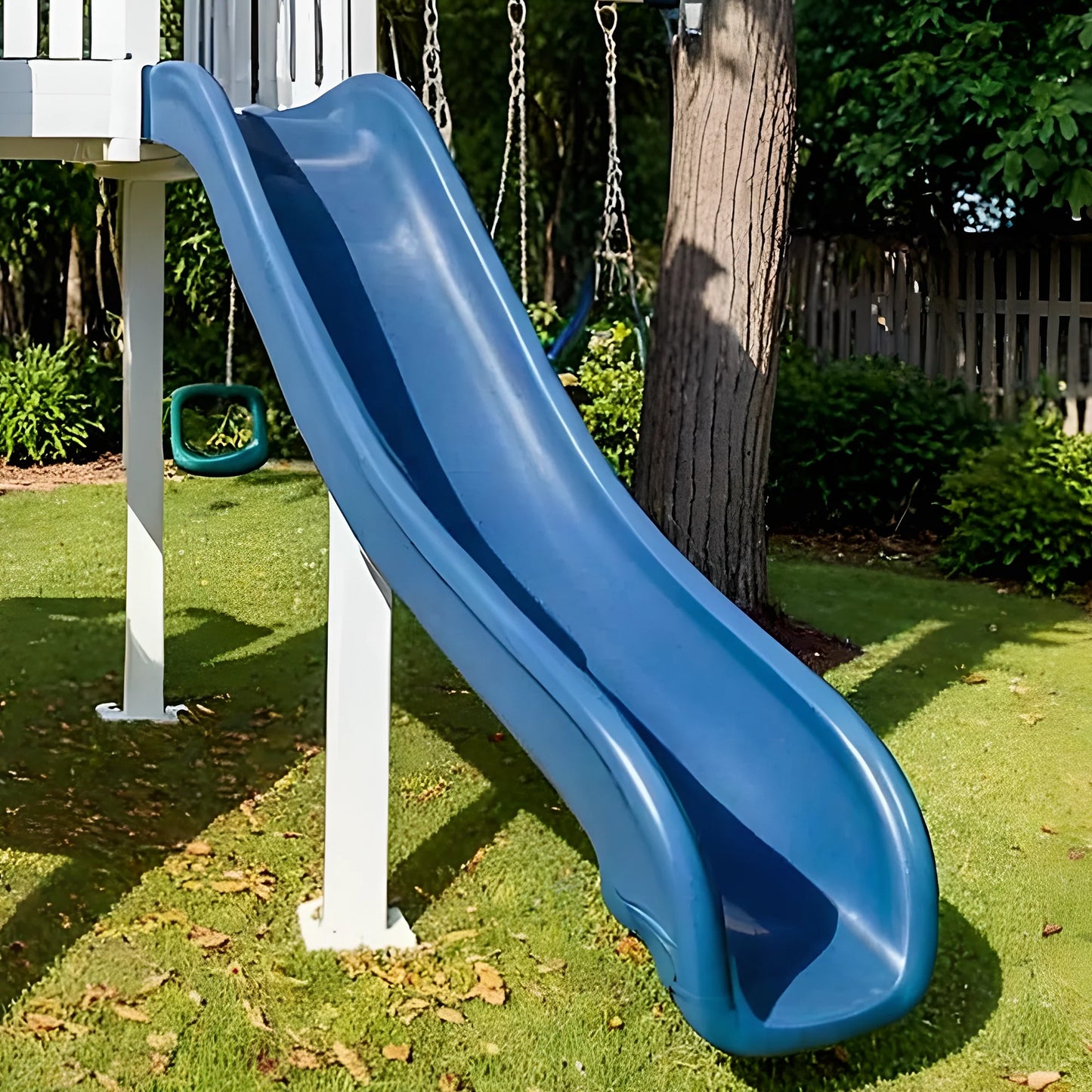 All-in-One Wooden Playset with Playhouse, Double Slides & Swings for Kids