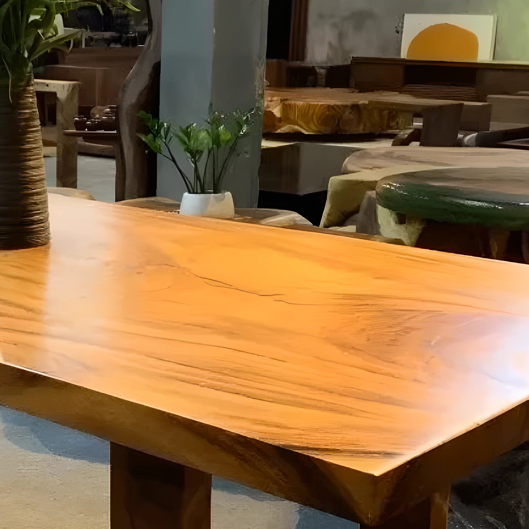 Solid wood dining table, modern living room table 