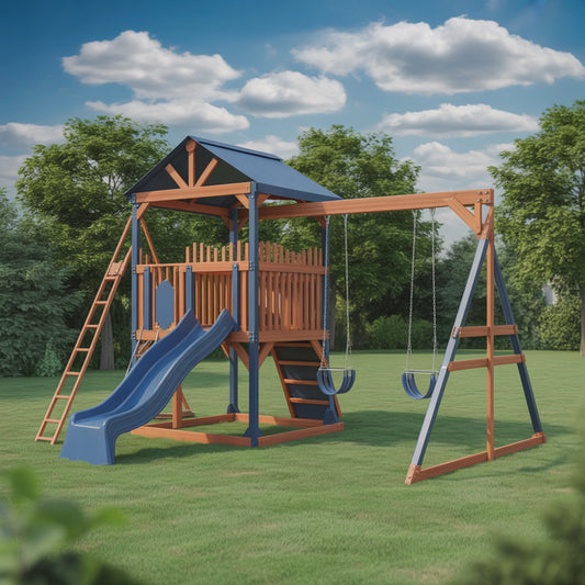 Premium Wooden Swingset with Double Slide & Swings – Outdoor Playset
