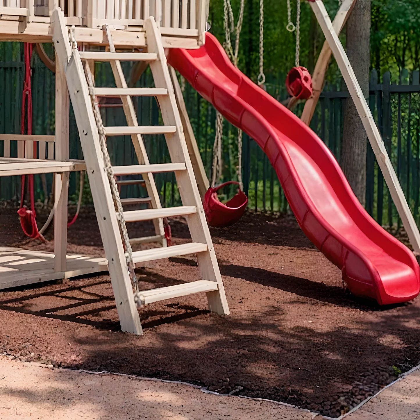 Premium Wooden Swing Set – Sturdy Backyard Playground with Slides & Swings