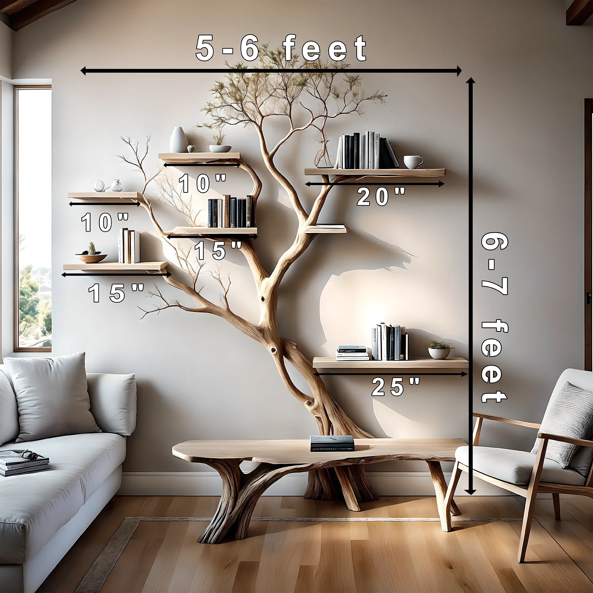 Tree-shaped wooden bookcases, children's bookcases, library bookcases 