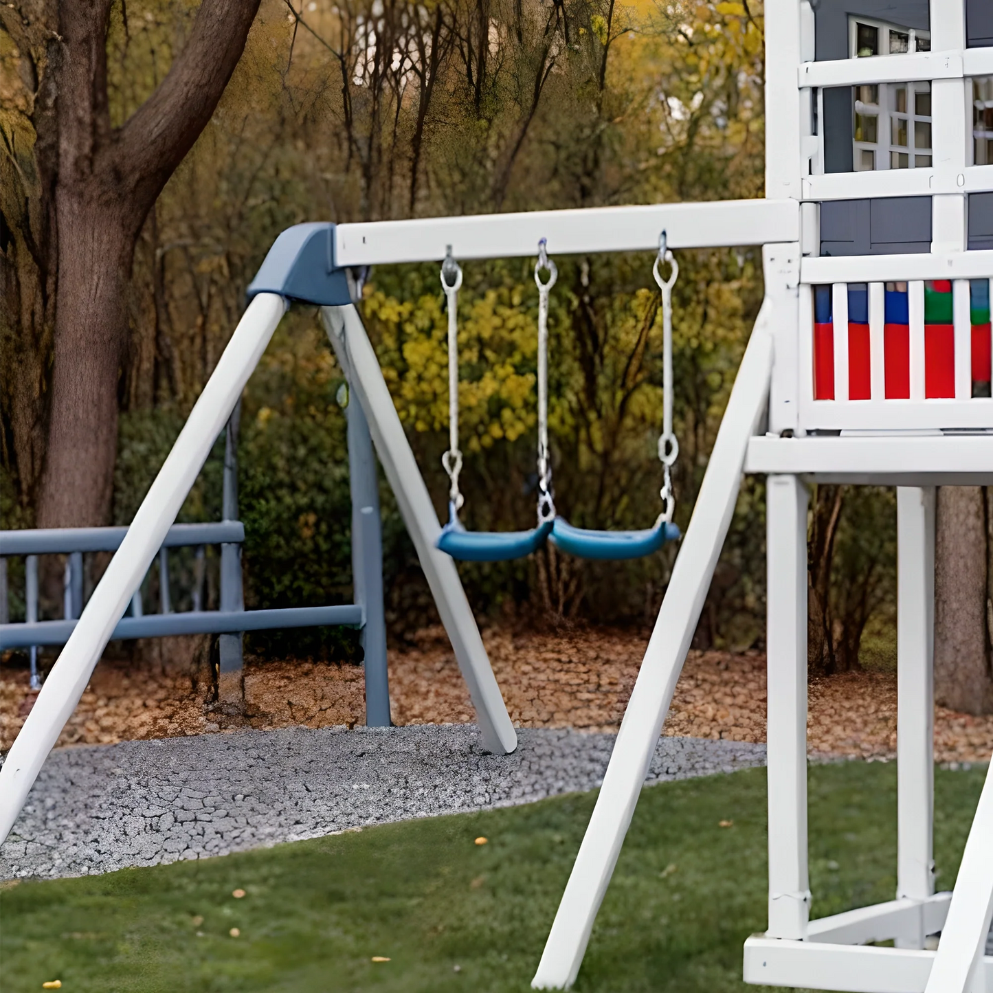 Kids Outdoor Wooden Playhouse with Swings & Slide – Safe Backyard Fun
