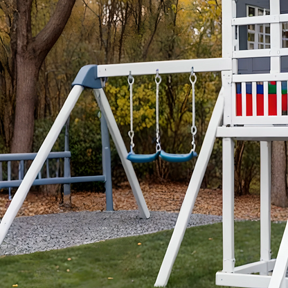 Kids Outdoor Wooden Playhouse with Swings & Slide – Safe Backyard Fun