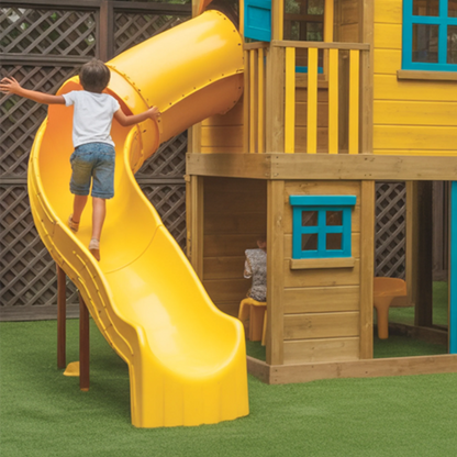 Deluxe Wooden Swingset with Spiral Slide & Double Swing – 22x12 ft