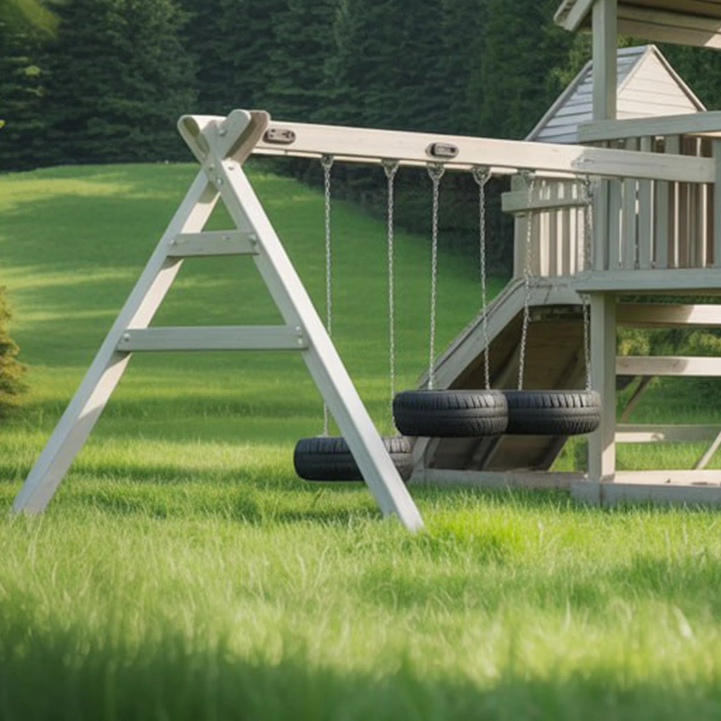 Wooden Swingset with Spiral Tube Slide & Dual Swings – Outdoor Fun