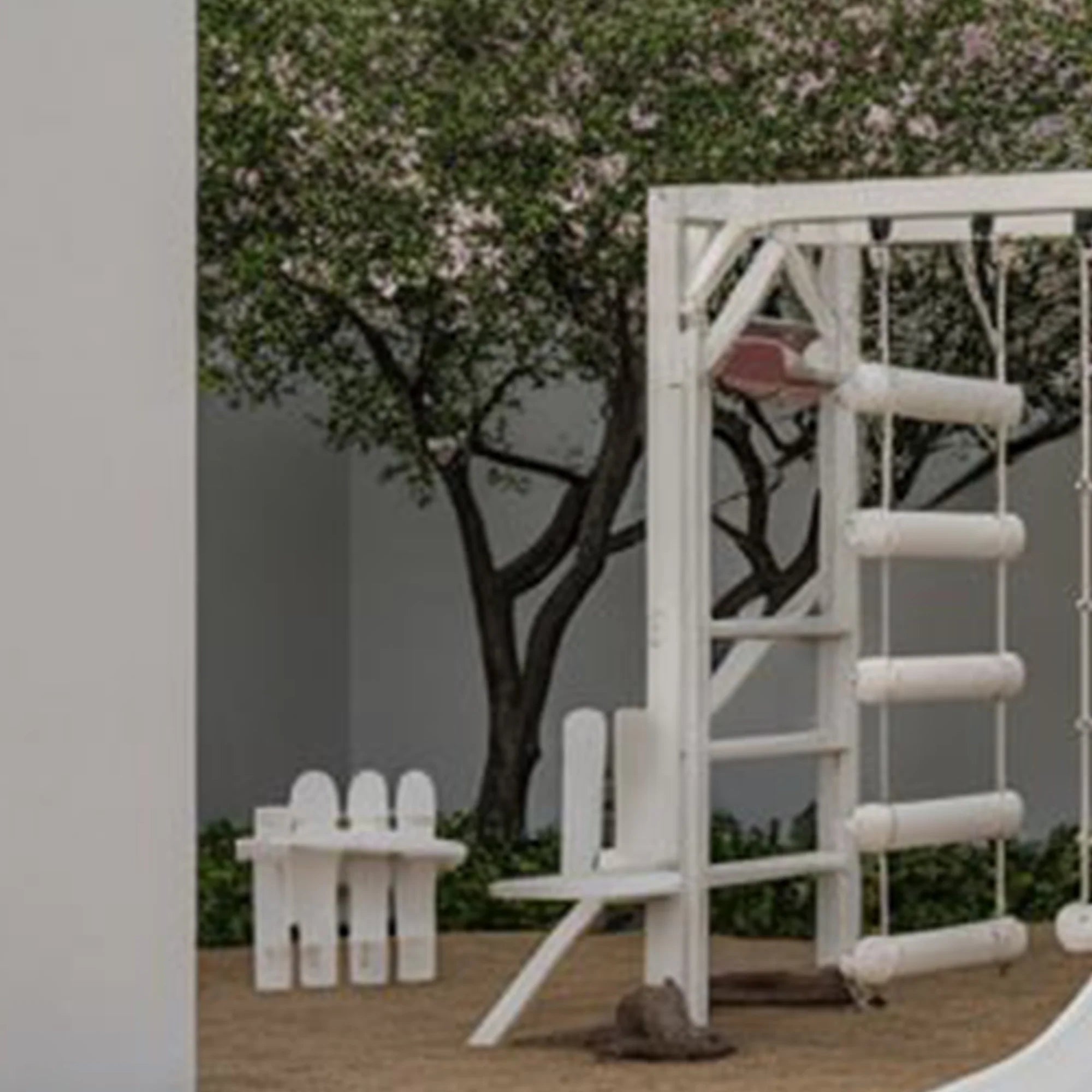 Modern Wooden Backyard Playhouse with Slide & Swings – Compact 10x6x8 ft Outdoor Playground