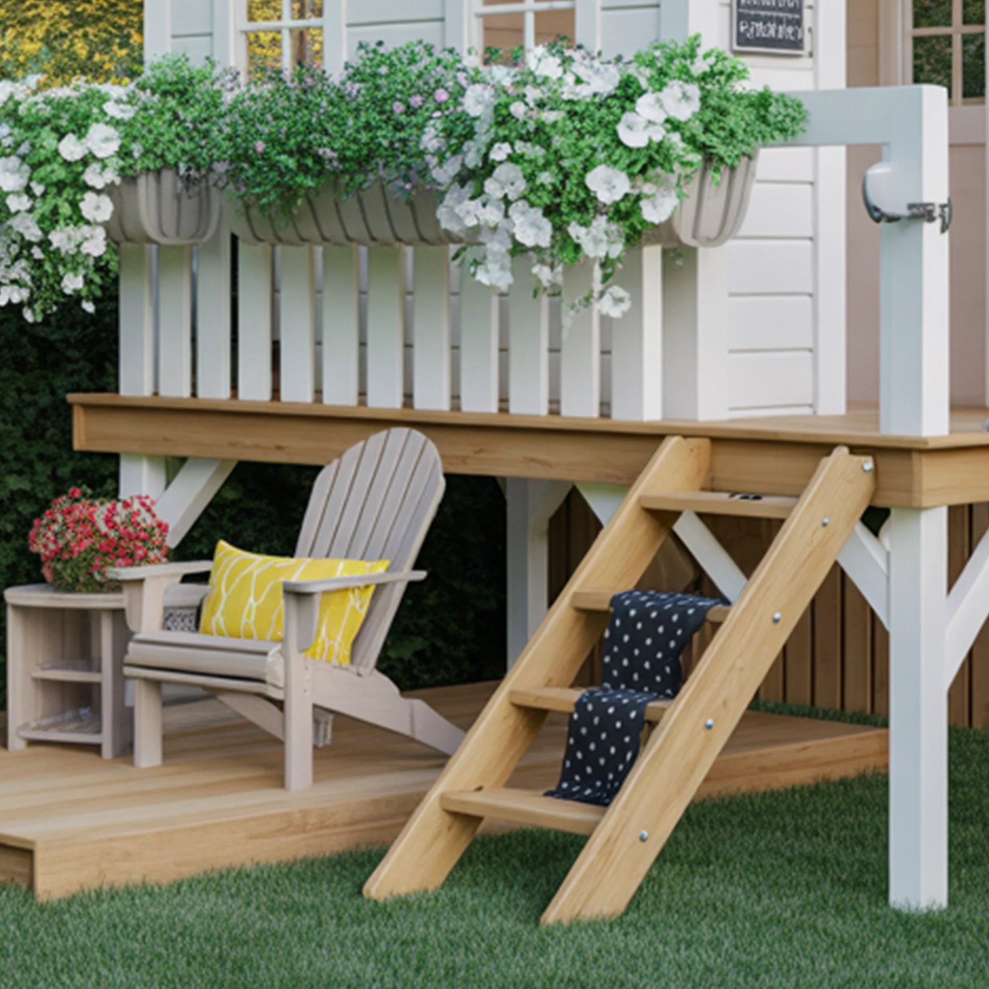 Compact Wooden Kids Playhouse with Slide | 12x2x9 ft Outdoor Backyard Playground