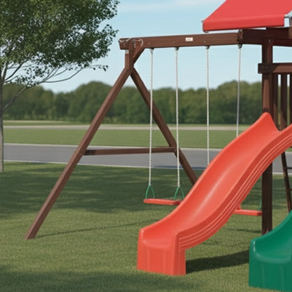 Wooden Swingset with Double Slides & Climbing Ladder – 22x12 ft Outdoor Playset