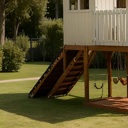 Wooden Outdoor Playground with Swings, Sandbox & Slide – Kids Backyard Playhouse