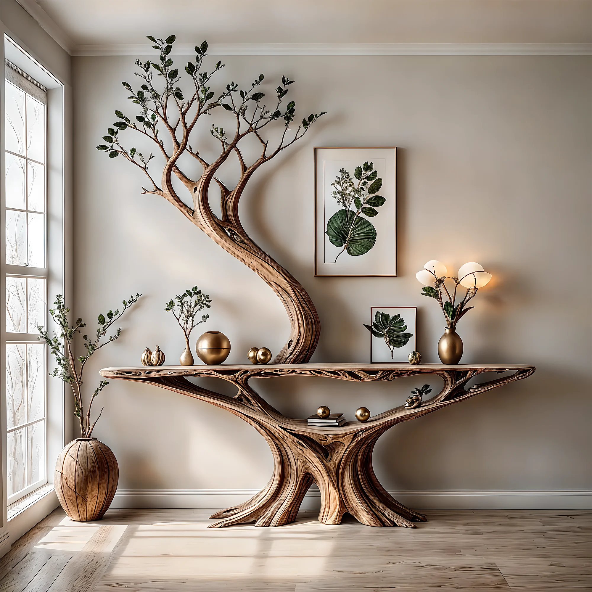 Reading table shaped like an old tree, children's desk shaped like an old tree, home decoration table 