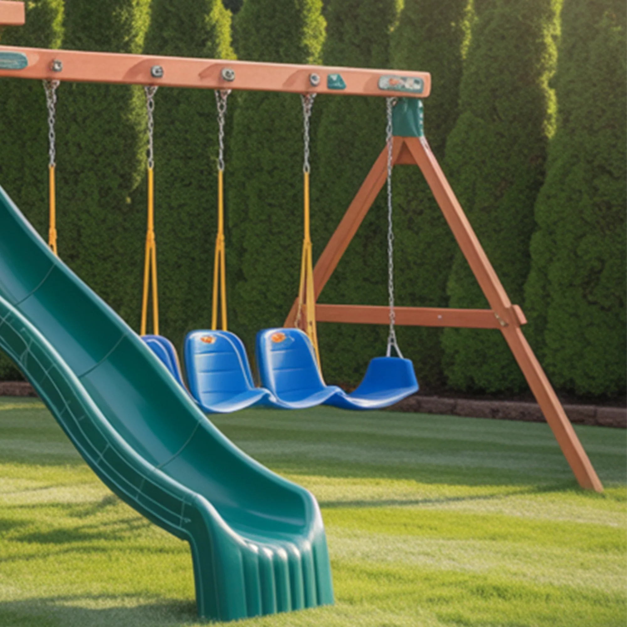 Deluxe Wooden Playhouse with Dual Slides, Spiral Tube Slide, Triple Swings & Garden Base – Outdoor Kids Activity Center | 24x10x9 ft