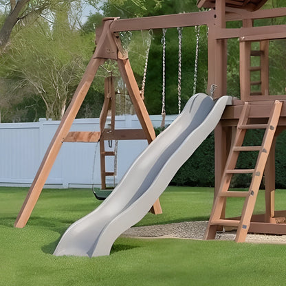 Heavy Duty Wooden Swing Set – Playhouse, Slide & Swings for Safe Outdoor Fun