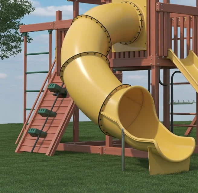 Wooden Swingset with Double Slide & Tube Slide – 22ft x 12ft x 9ft | Backyard Outdoor Playset