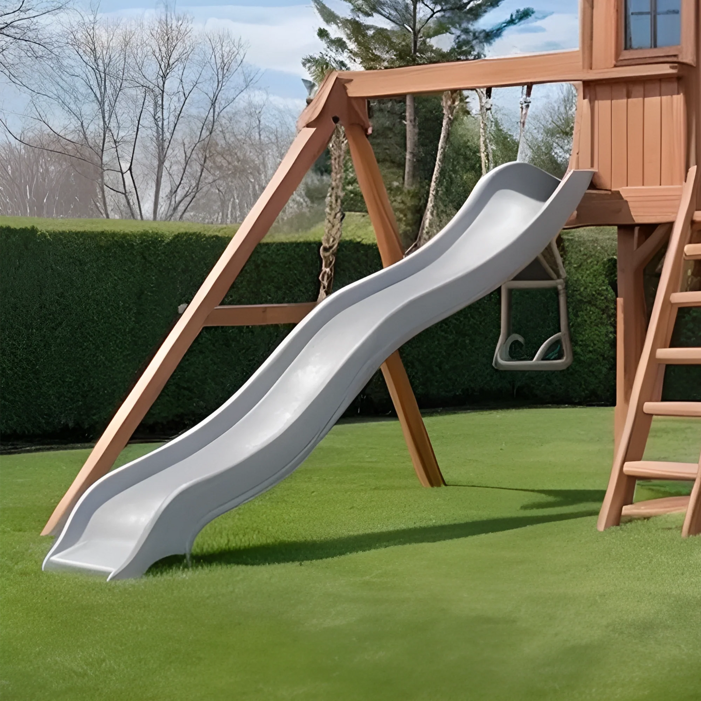 Wooden Swing Set with Toddler & Kids Swings, Slide & Bench – Backyard Outdoor Playset