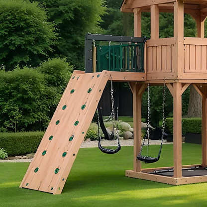 Heavy-Duty Swing Set with Playhouse, 2 Slides & Swings for Backyard Fun