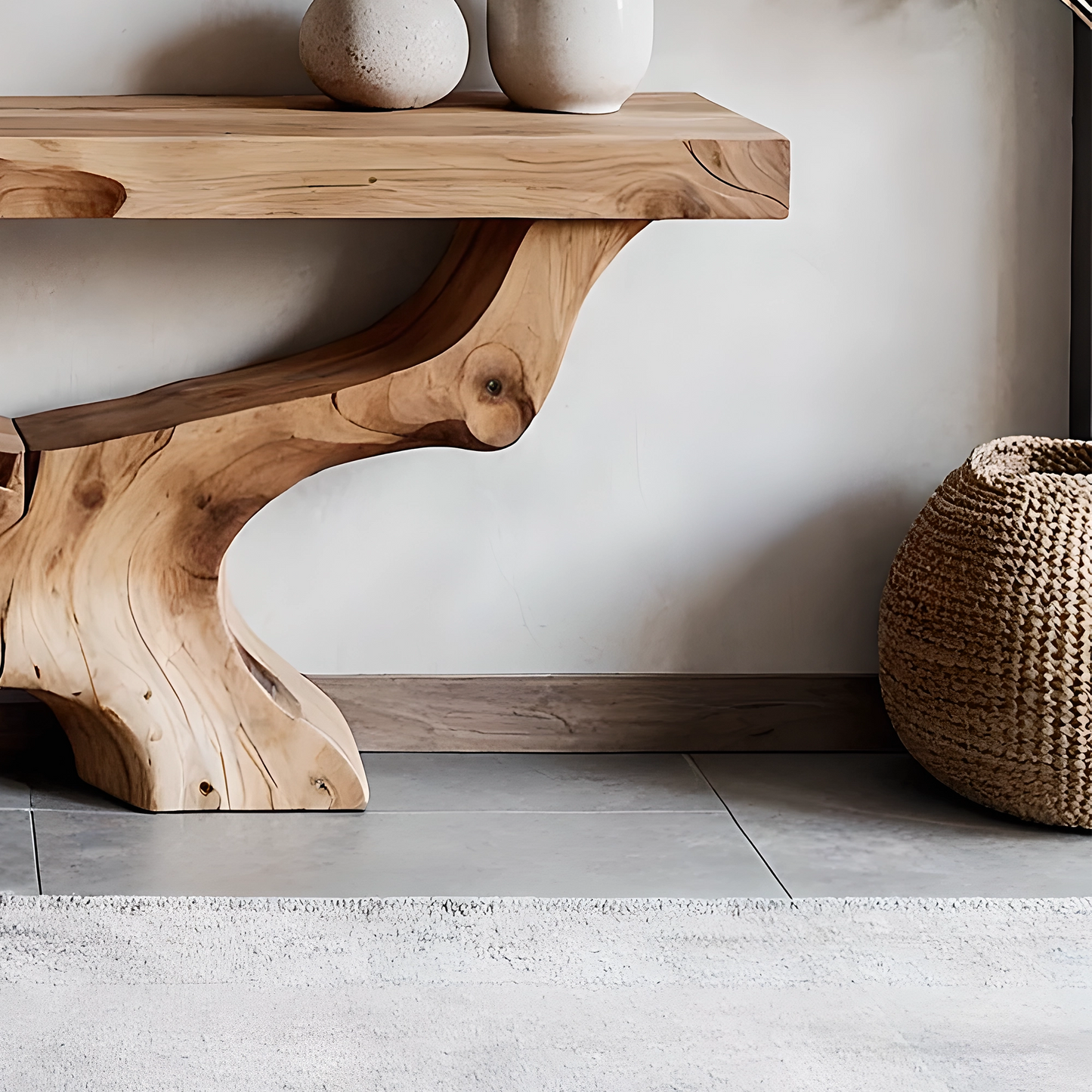 Handmade rustic console table unique natural wood furniture for home decor