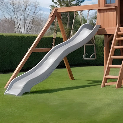 Wooden Swing Set for Backyard – Playhouse, Climbing Ladder & Double Swings