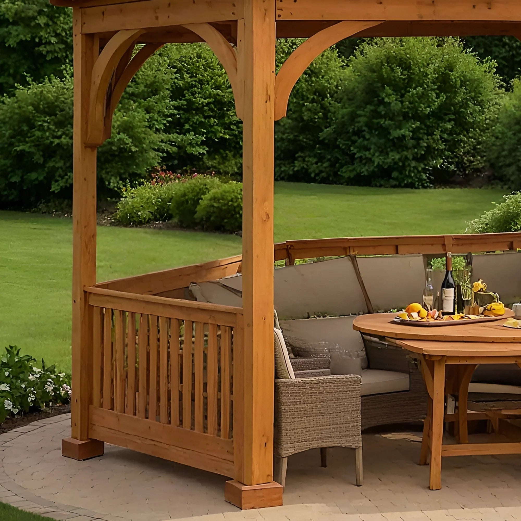 12x12 Wooden Gazebo with Privacy Walls & Roof | Outdoor Pavilion for Garden, Patio & Backyard