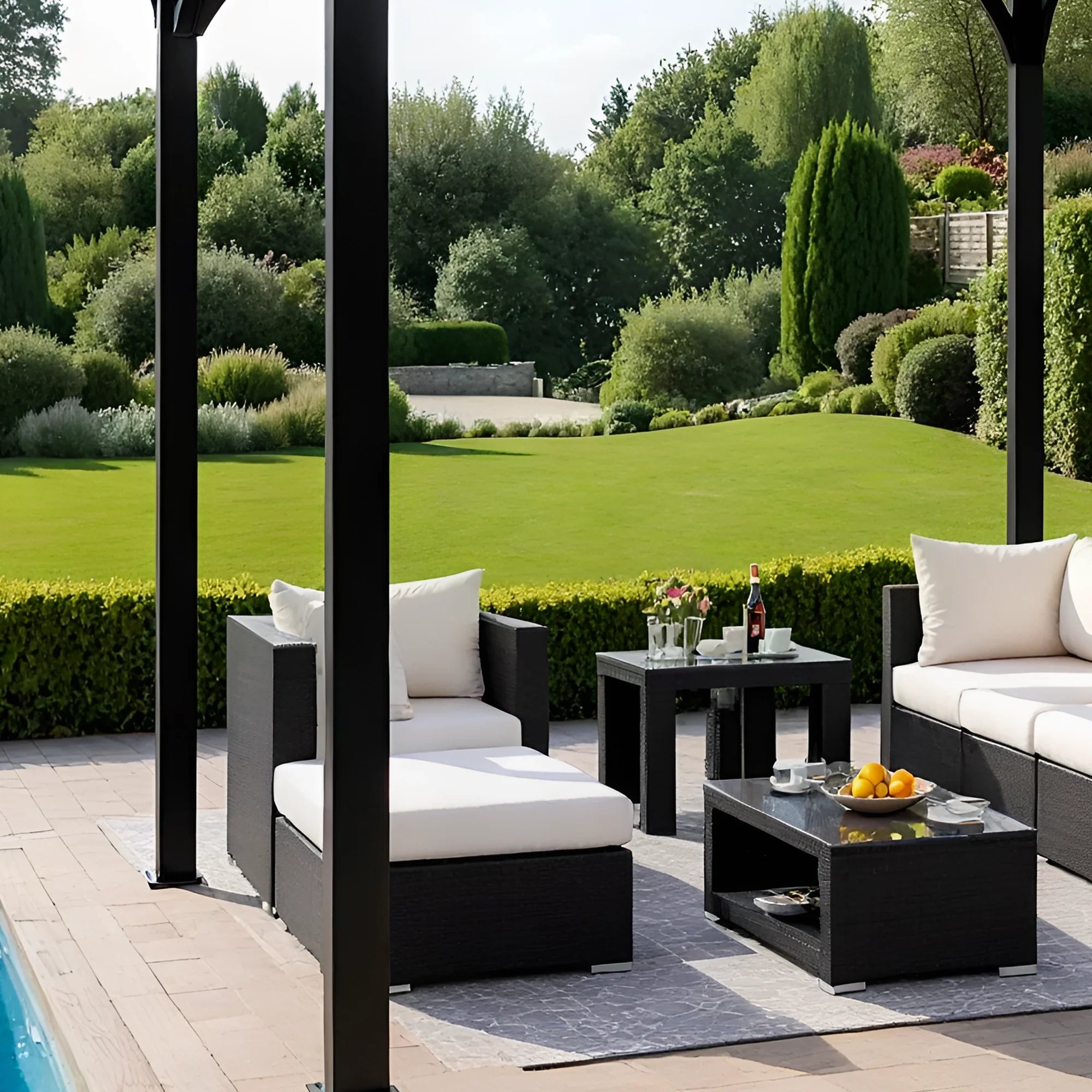 12x12 Wooden & Steel Gazebo with Gable Roof | Outdoor Pavilion for Patio, Garden & Poolside